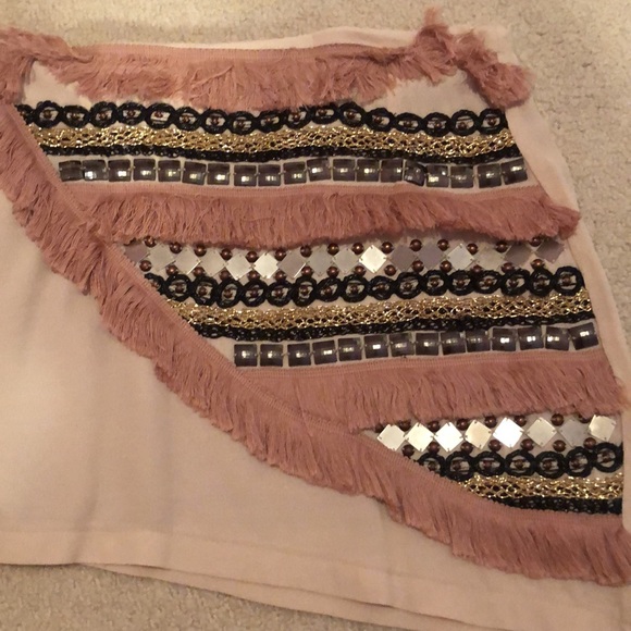 Asymmetrical Beaded & Fringe Skirt - Picture 2 of 4